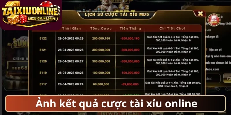 Ảnh kết quả cược tài xỉu online